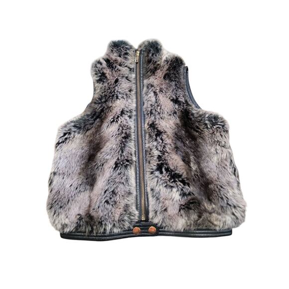 Fabulous Furs Collared Faux Fur Vest Child's Small Made in the USA Donna Salyers